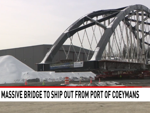 Massive rail bridge moved at Port of Coeymans